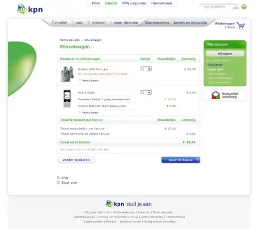 De vernieuwde website van KPN-zakelijk | Winkelwagen | 2008